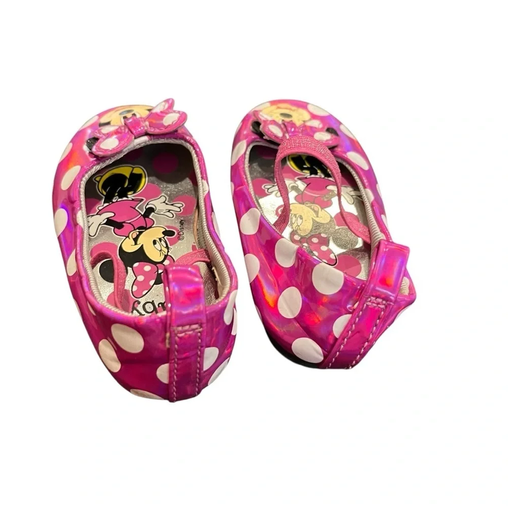 Disney baby Minnie Mouse pink polka dot bow shoes 4